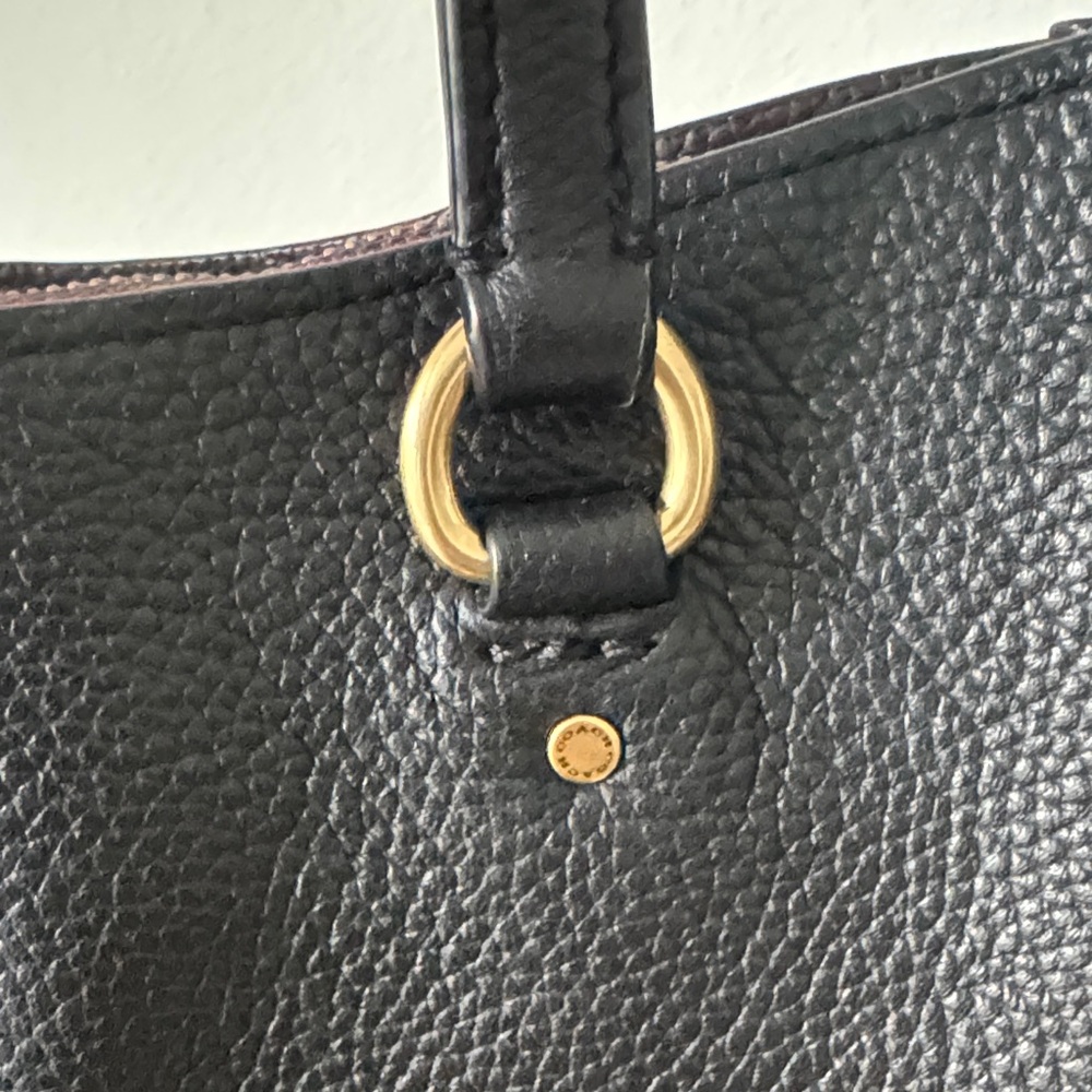 Coach NY- Black Leather Handbag- measurements 9 H x 11 W - Picture 4 of 9